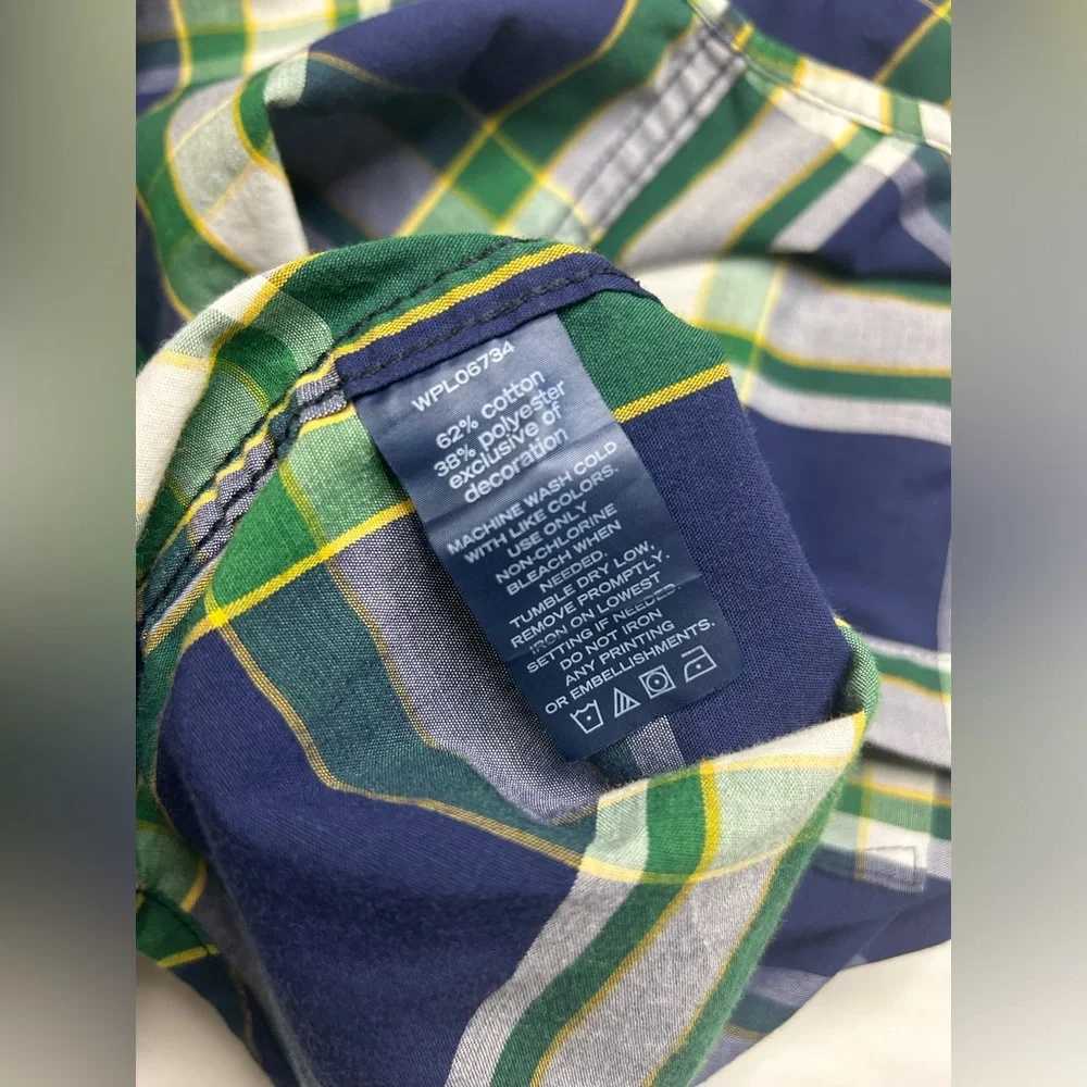 Nautica Navy and Green Checkered Shirt Boys XL 7X - Picture 4 of 5